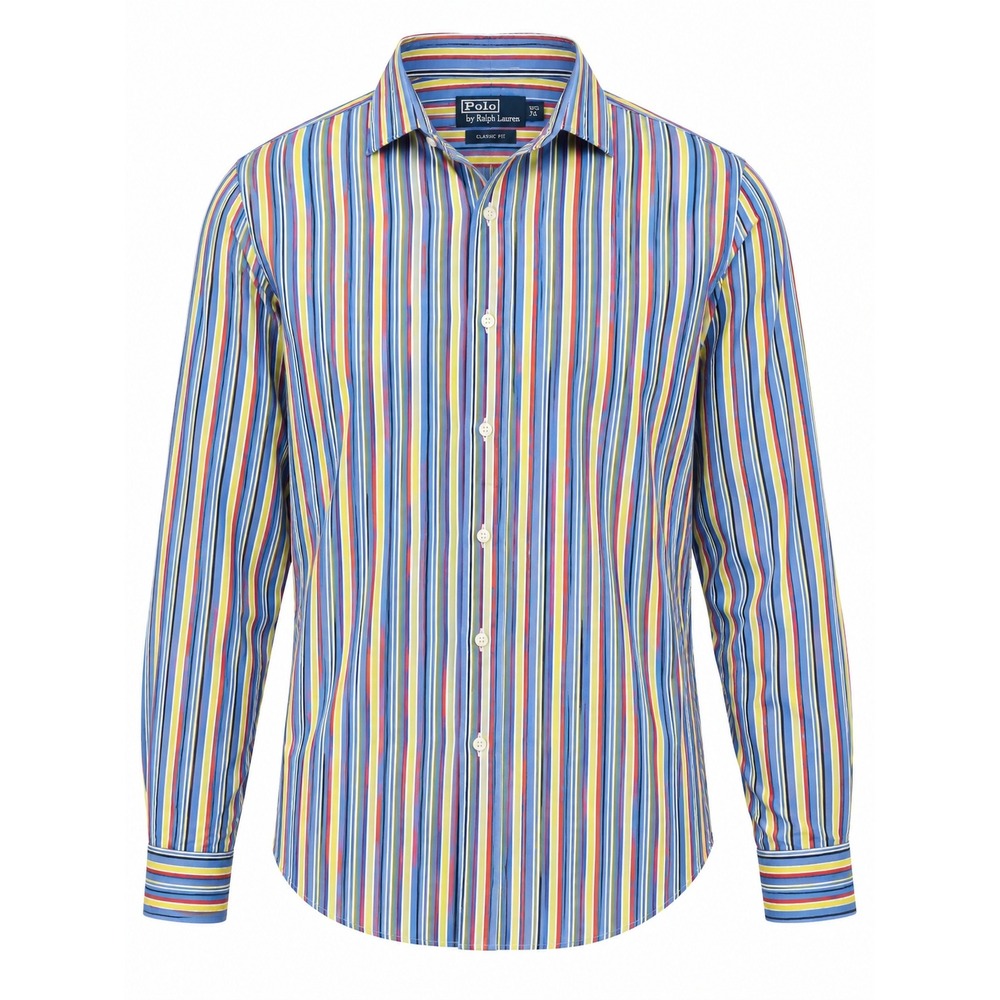Polo Ralph‎ Lauren Regent Classic Shirt XL Blue Yellow Red Striped Vintage 90s